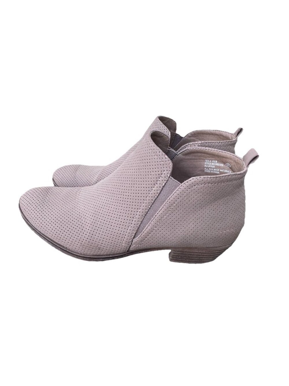 Rampage Tesla Ankle Booties Women Size 8.5 Beige Tan Almond Toe Slip On